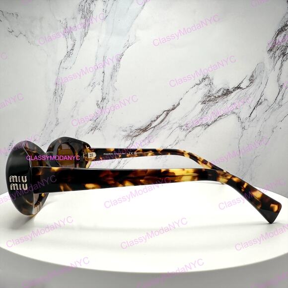 New MIU MIU Sunglasses Brown Tortoise Oval Womens Reverie main image 4